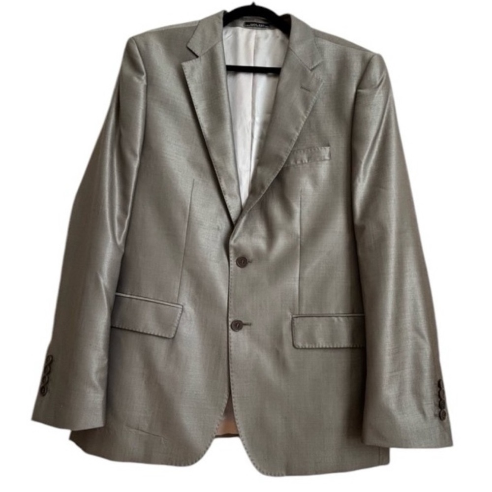 Zara Sz 46 Silk Wool Taupe With Sheen Single Breasted Blazer